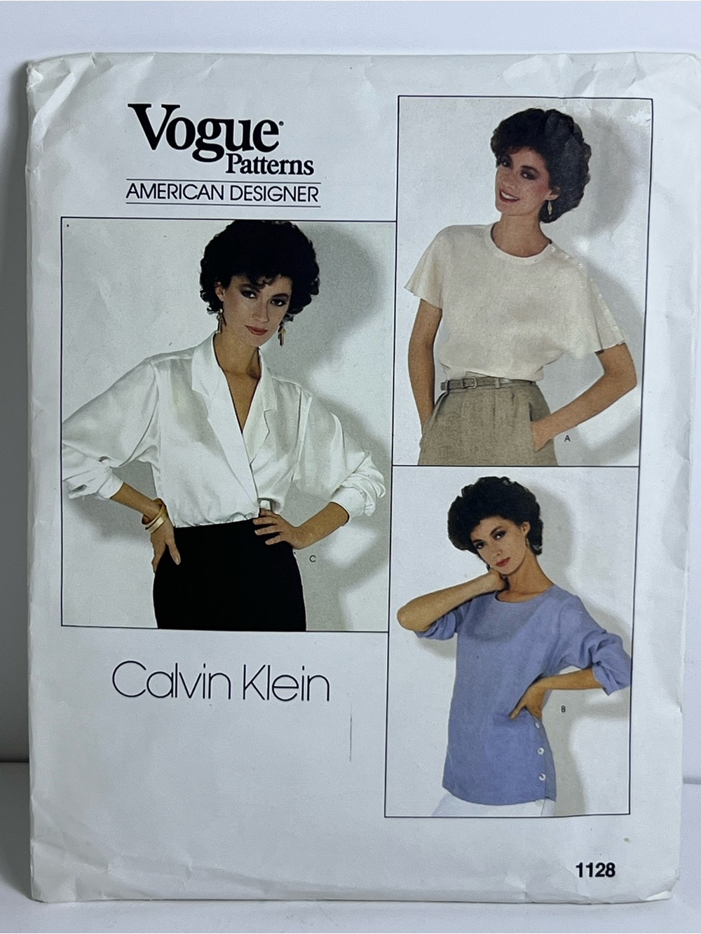 VTG Vogue 1128 Sewing Pattern Calvin Klein Sz 14 Top Blouse Uncut